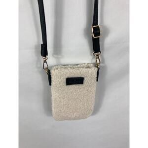Kedzie Fuax Fur Phone Crossbody Purse White Black